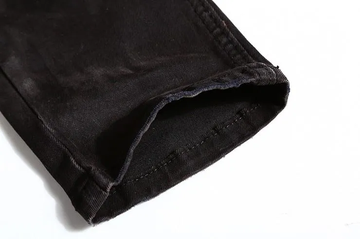 West Louis™ Black Denim Ripped Jeans