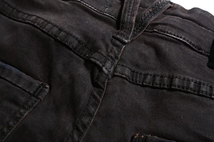 West Louis™ Black Denim Ripped Jeans
