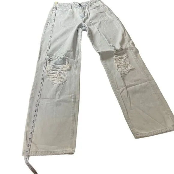 WeWoreWhat Distressed Rigid Denim Straight Leg Jeans Size 26 New