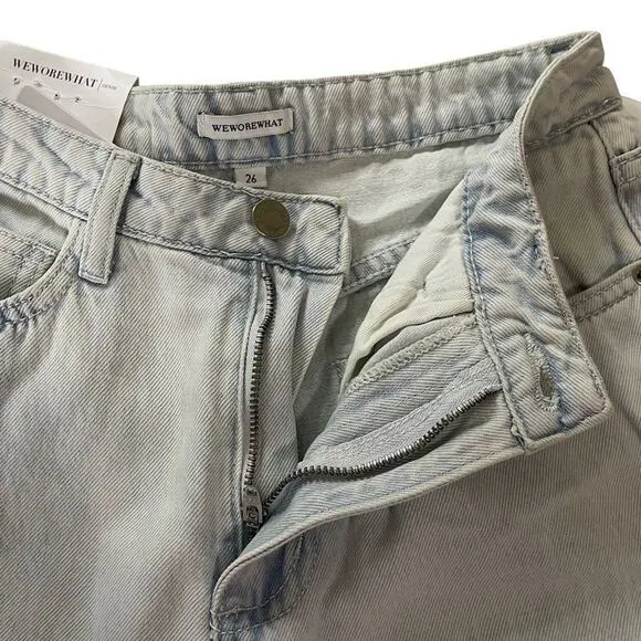 WeWoreWhat Distressed Rigid Denim Straight Leg Jeans Size 26 New