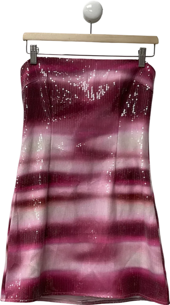 White Fox Pink Make Up My Mind Mini Dress Boysenberry Ripple UK L