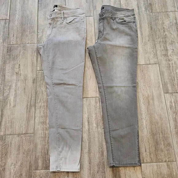 White House Black Market Jeans Womens Size 14 Lot of 2 Skimmer Skinny Leg Grey