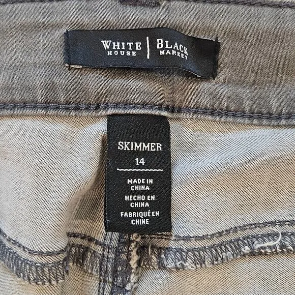 White House Black Market Jeans Womens Size 14 Lot of 2 Skimmer Skinny Leg Grey