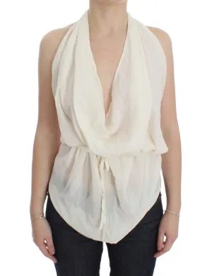 White Silk Sleeveless Blouse
