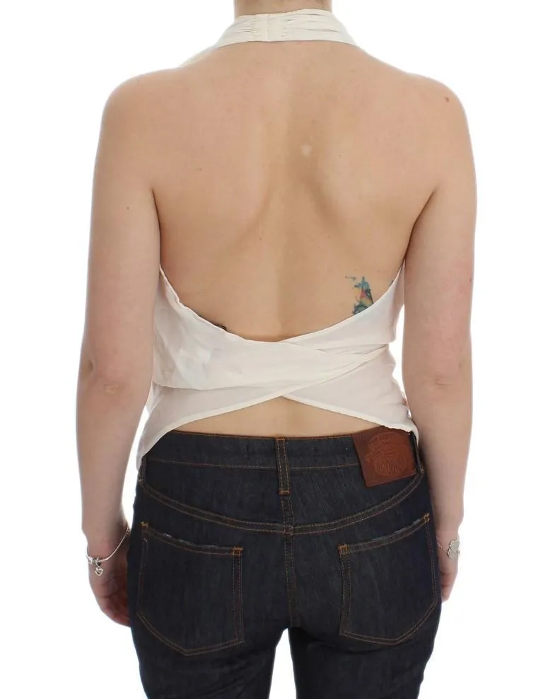 White Silk Sleeveless Blouse