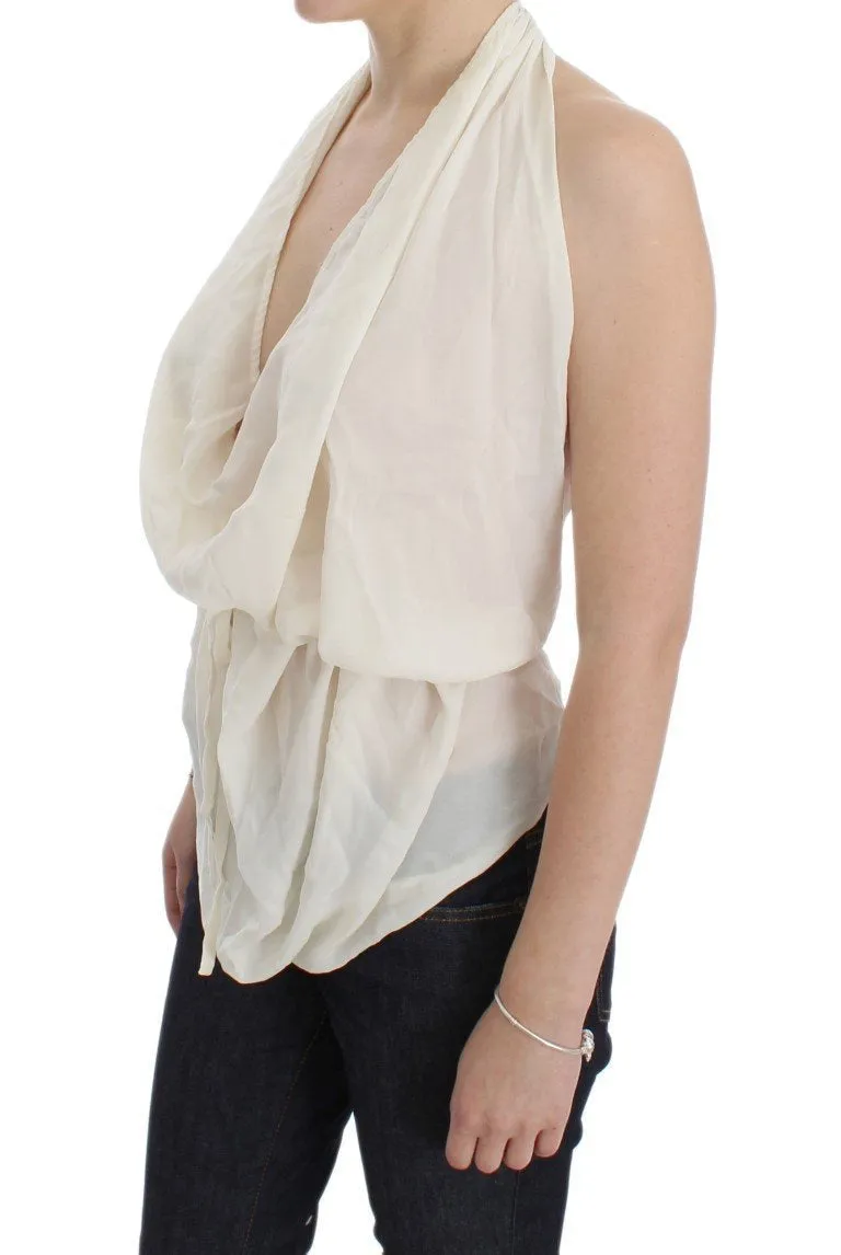 White Silk Sleeveless Blouse