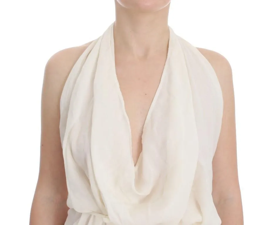 White Silk Sleeveless Blouse