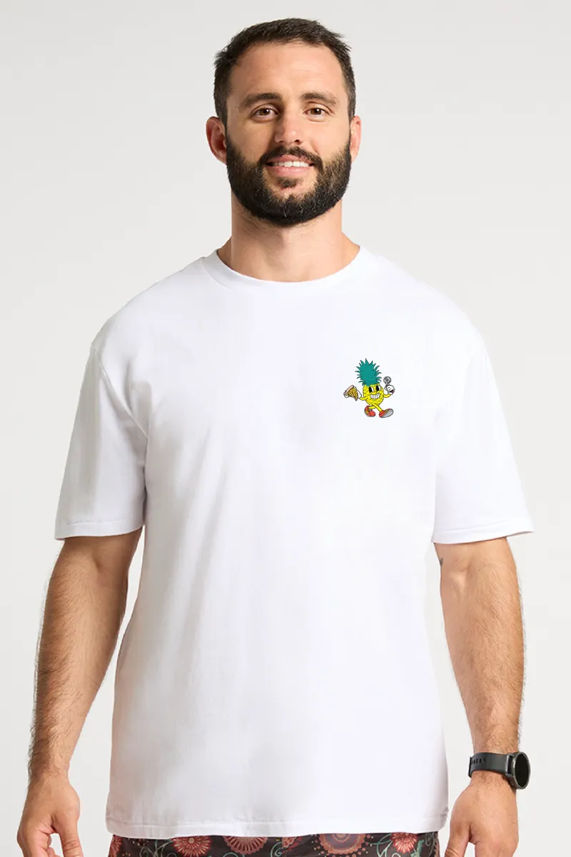 White Tee with Pro~Pineapple Crew