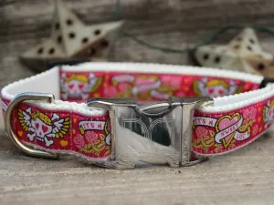 Wild One Pink Collar with Silver Metal Buckles