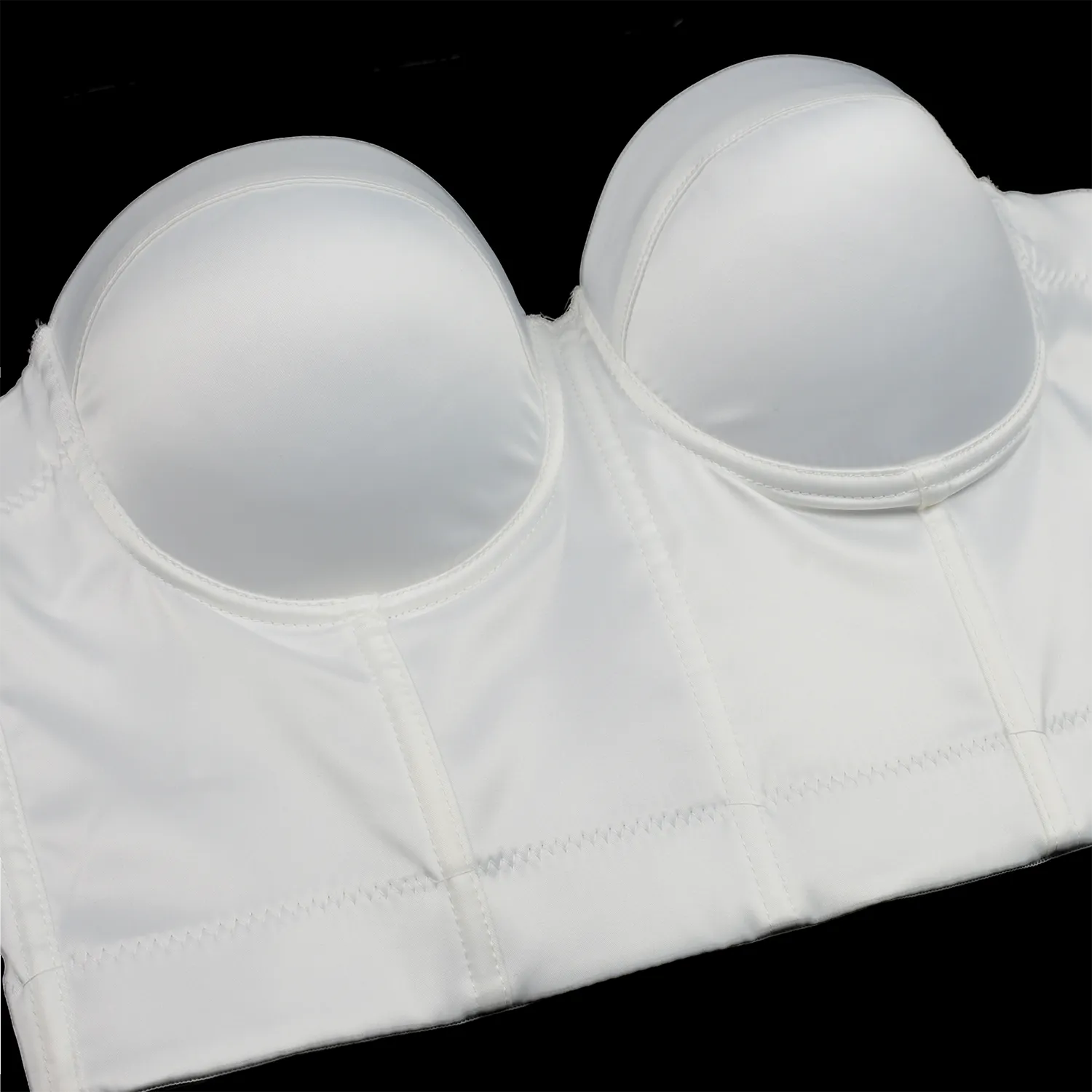 Women's Satin Bustier Crop Top with Gold Chain Shoulder Strap White