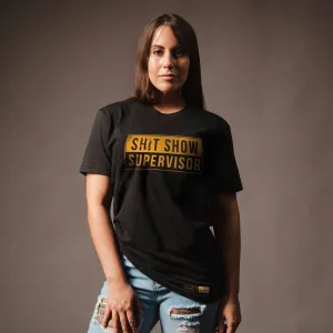 Women's Sh*t Show Supervisor Boyfriend Fit T-Shirt - Black