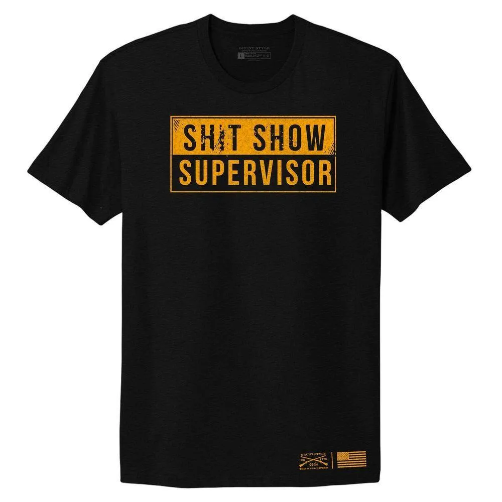 Women's Sh*t Show Supervisor Boyfriend Fit T-Shirt - Black