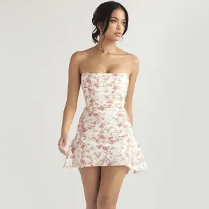 Women's Strapless Satin Mini Dress Sexy Bodycon Club Birthday Party Dresses Ruched Sexy Mini Dresses