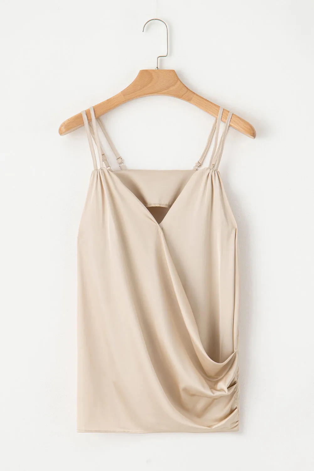 Wrap Ruched Satin Cami Top