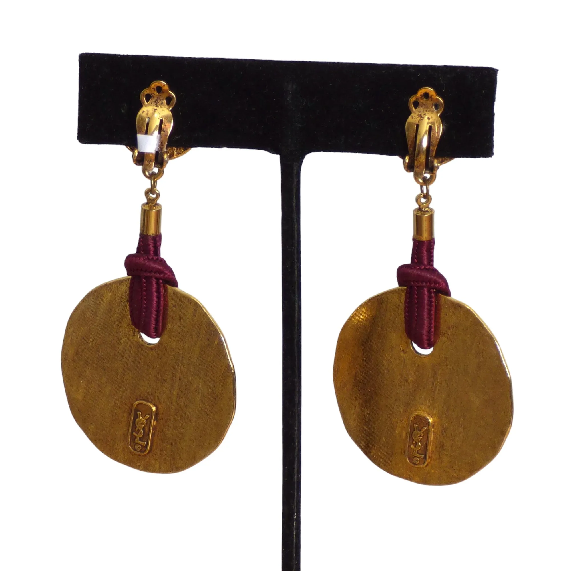 YVES SAINT LAURENT- 1970s Hammered Gold Metal Drop Earrings