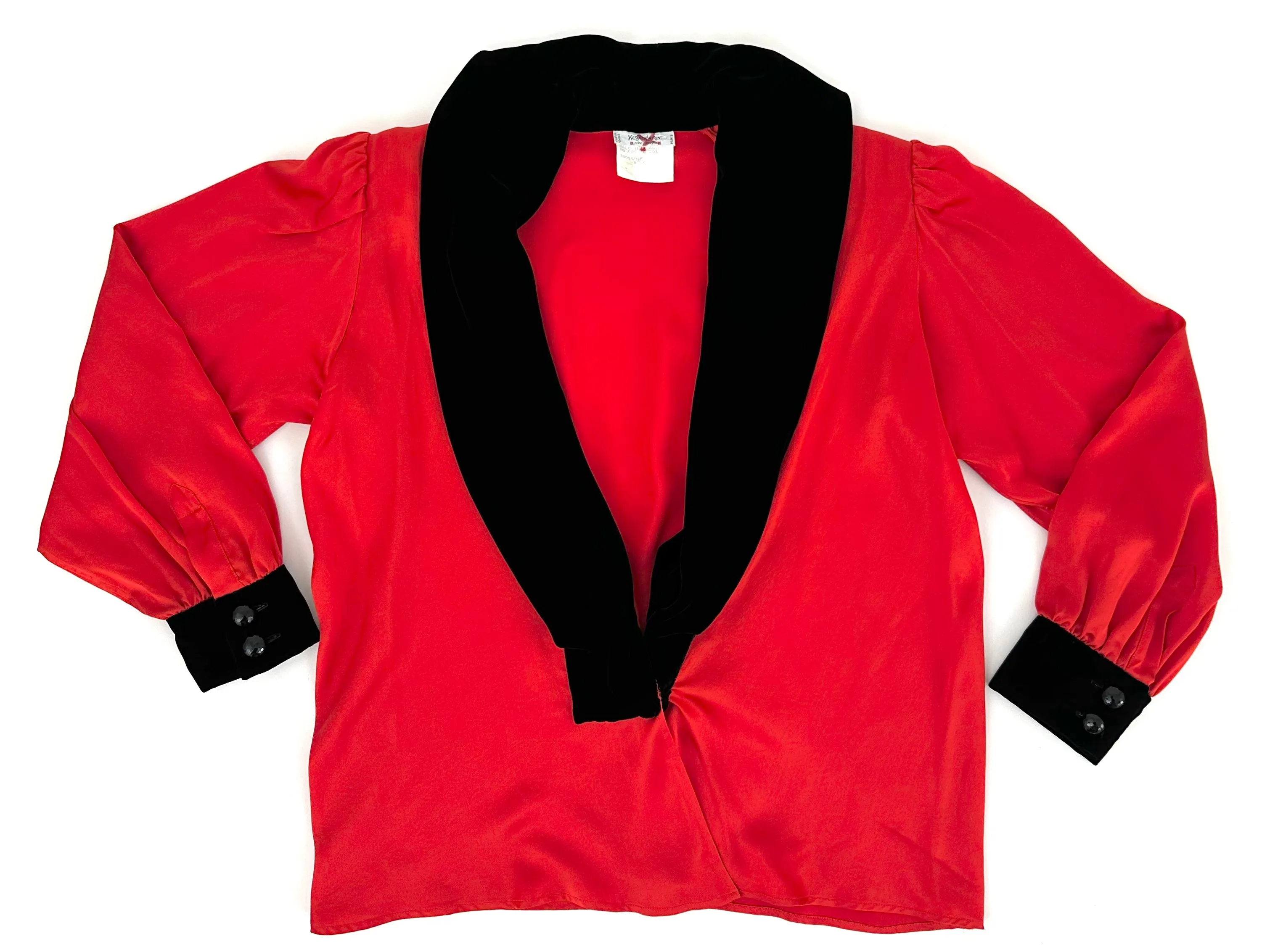 Yves Saint Laurent Rive Gauche Silk & Velvet Blouse