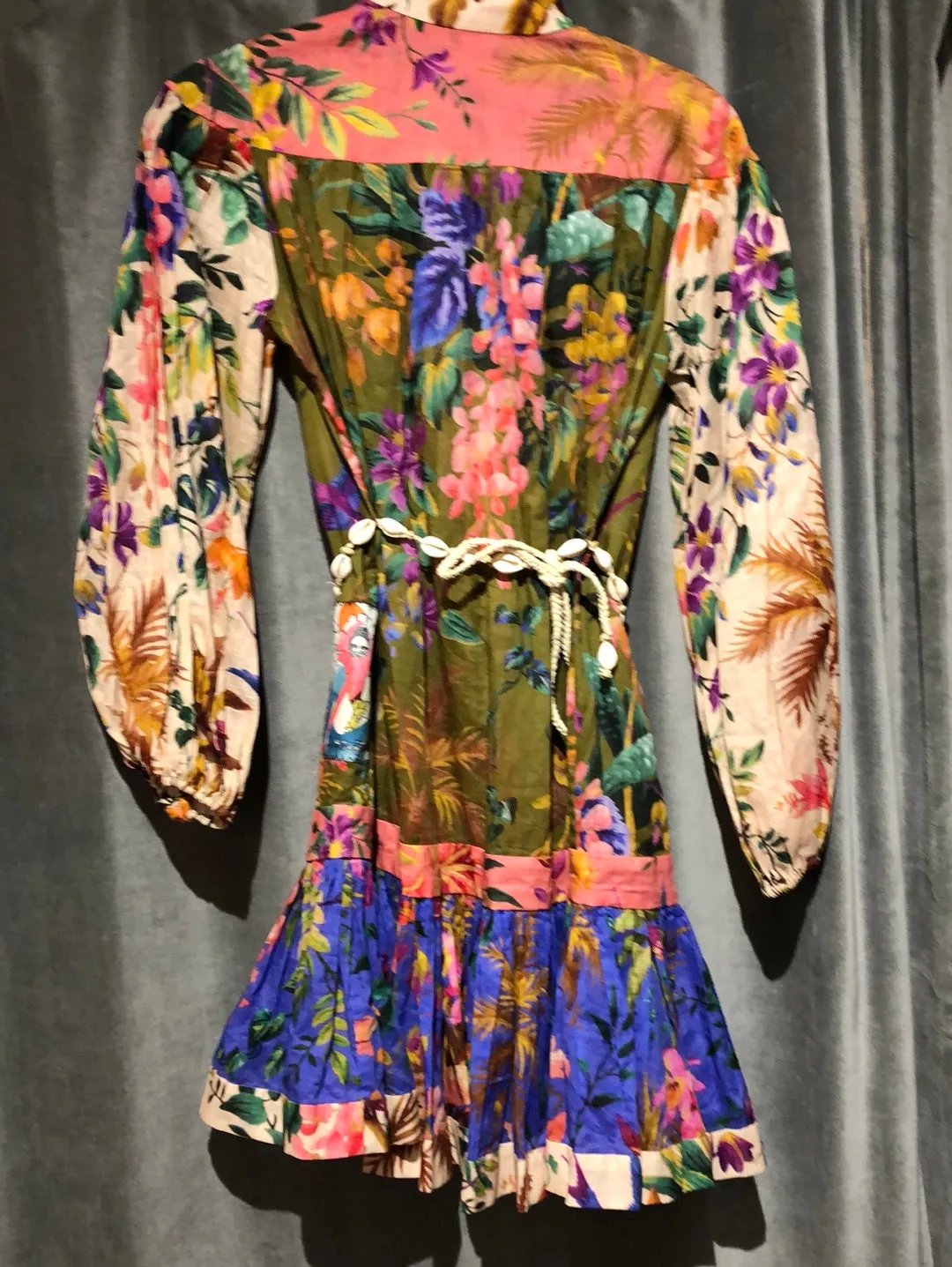 Zimmermann Long Sleeve 'TROPICANA' Print Mini Dress