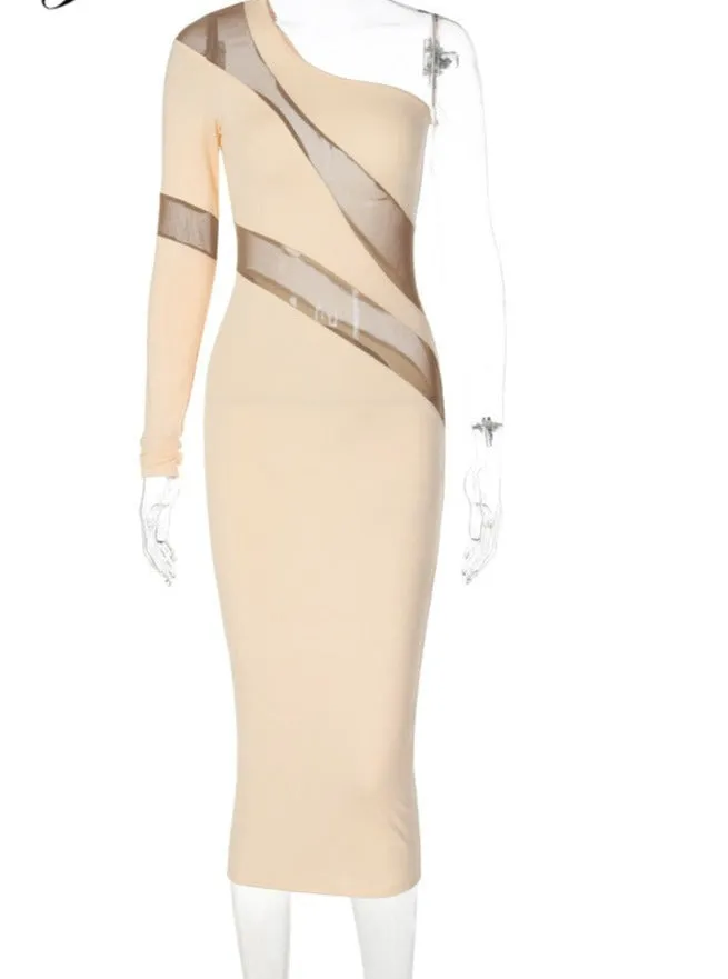 Zura Patchwork Backless Bodycon Midi Dresses