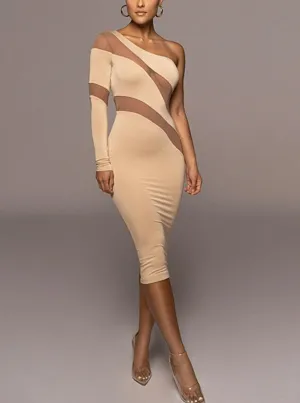 Zura Patchwork Backless Bodycon Midi Dresses