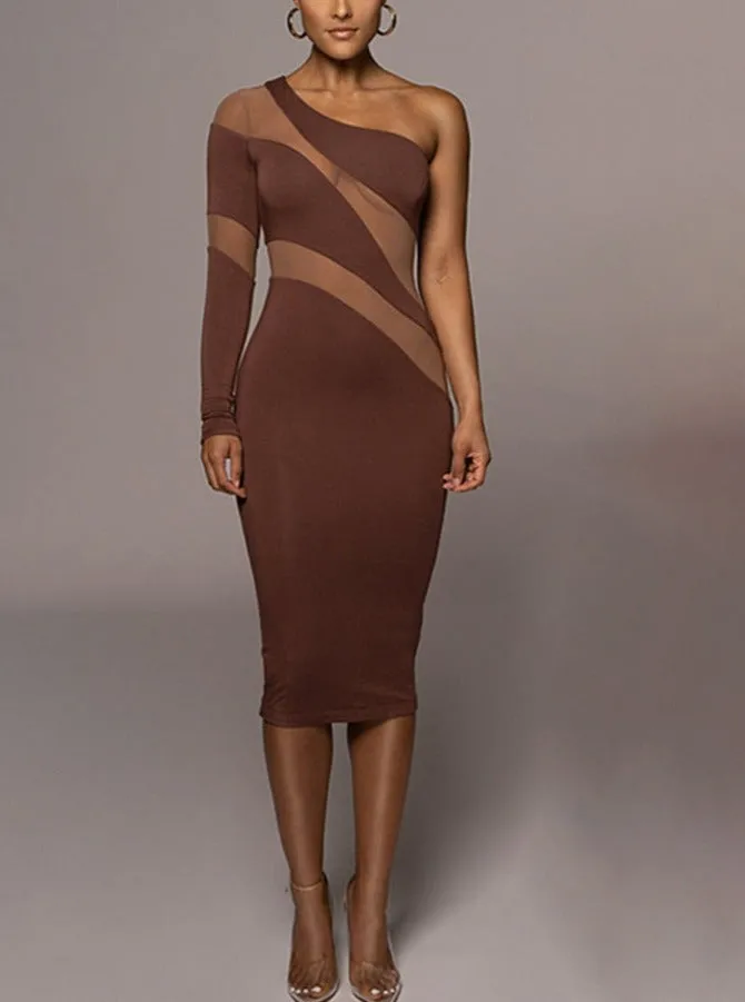 Zura Patchwork Backless Bodycon Midi Dresses